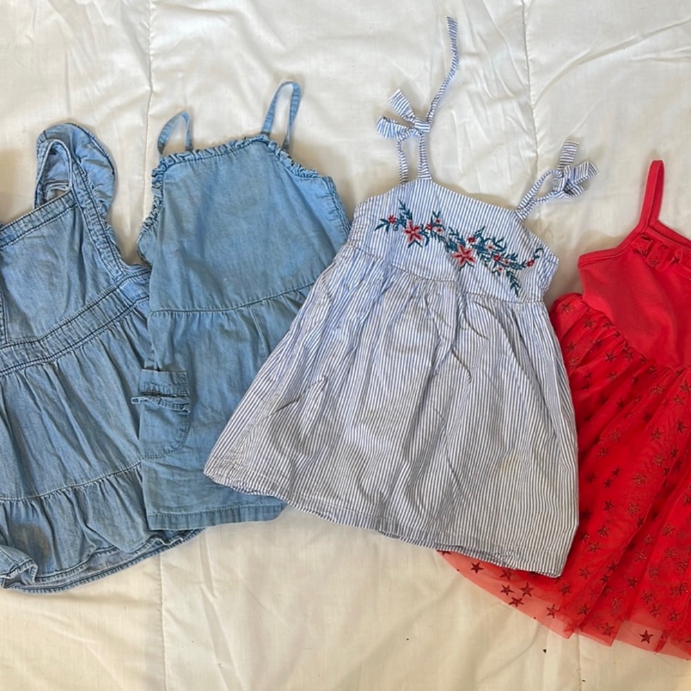 Lot of 3 dress and 1 denim romper All 2T